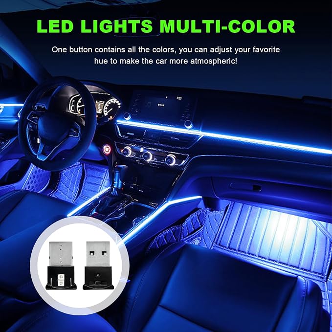 2 PCS Mini USB LED Light, 8 Colors RGB Car USB LED Interior Atmosphere Light, Adjustable Brightness Smart Laptop Keyboard Home Office Decoration Night Lamp, Car Accessories