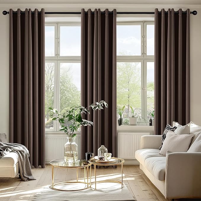 MIULEE Blackout Curtains for Bedroom Living Room 2 Panels, Thermal Insulated Room Darkening Drapes Grommet Noise Reducing Light Blocking Window Treatments 84 Inches Long 40x84 Inch Chocolate Brown