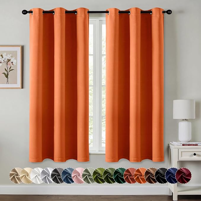 MIULEE Blackout Curtains for Bedroom Living Room 2 Panels, Thermal Insulated Room Darkening Drapes Grommet Noise Reducing Light Blocking Window Treatments 54 Inches Long 40x54 Inch Orange