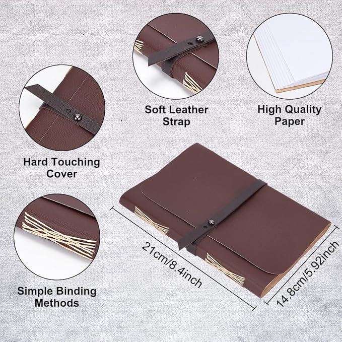 WEBEEDY 89Pcs Bookbinding Kit for Beginners DIY Leather Journal Bookbinding Set A5 Book Making Kit for Adults Complete Bookbinding Back to School Supplies with Thread,Sewing Needles,Paper & Other Tool