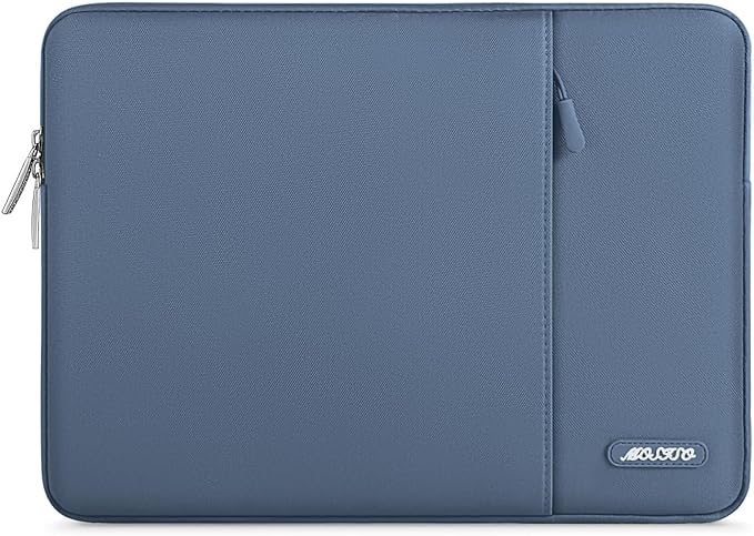MOSISO Laptop Case 16 inch, 15-15.6 inch Laptop Sleeve Compatible with MacBook Pro 16 M5 M4 M3 M2 M1, HP Acer Dell Lenovo ASUS, Polyester Vertical Computer Sleeve Bag with Pocket, Steel Blue
