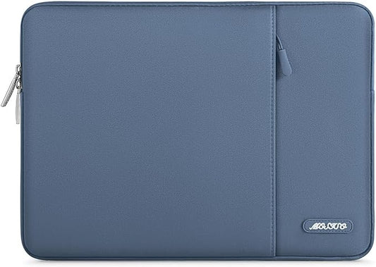 MOSISO Laptop Case 16 inch, 15-15.6 inch Laptop Sleeve Compatible with MacBook Pro 16 M5 M4 M3 M2 M1, HP Acer Dell Lenovo ASUS, Polyester Vertical Computer Sleeve Bag with Pocket, Steel Blue
