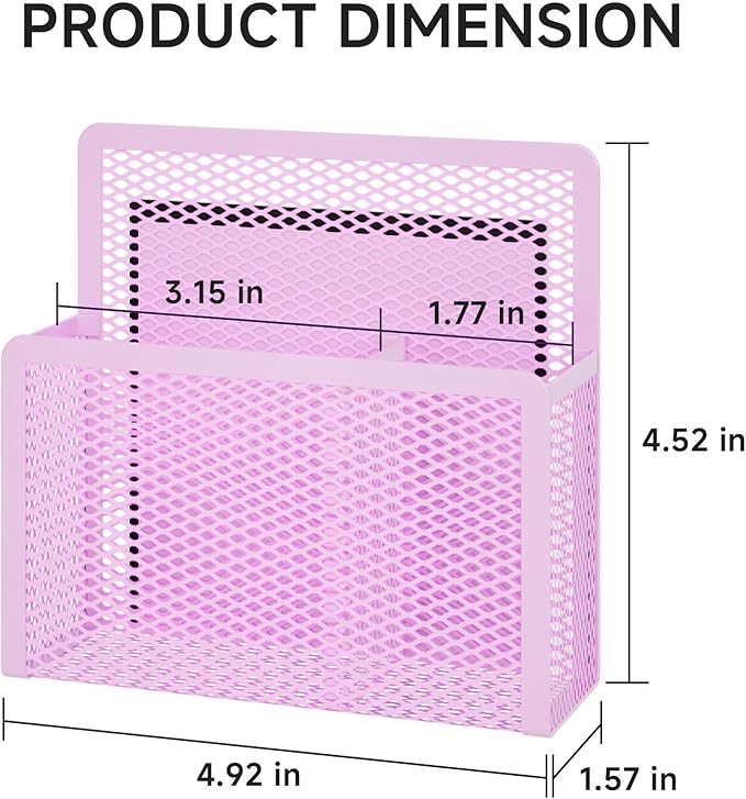 Marbrasse Magnetic Dry Erase Marker Holder, Mesh Pen Holder for Whiteboard，Magnet Pencil Organizer Storage for Refrigerator Locker Accessories Organizer for Home, School and Office(Purple)