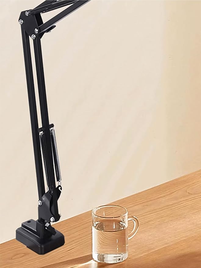 Desk Clamp Mount For Microphone Suspension Boom Scissor Arm Stand Holder, 5 Ways Boom Arm Insert Holes(12mm), Stable Installation on Tables/Beds up to 3.2 inches Thickness (Black)