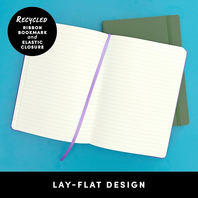 PAPERAGE Recycled Lined Journal Notebook, (Kraft), 160 Pages, Medium 5.6 in x 8 in - 100 GSM Thick Paper – College Ruled, Hardcover Journaling Notebook for Work, School & Note Taking