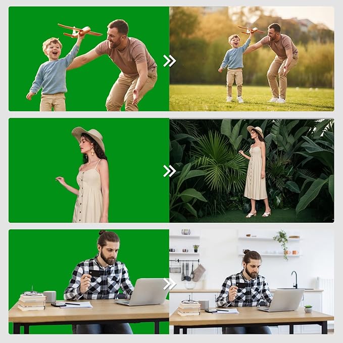 BEIYANG 8 Ft x 10 Ft Photography Backdrop Green Screen, Green Background Fabric Wrinkle Resistance, Greenscreen Photo Background for Chromakey Photo Studio Video Shooting