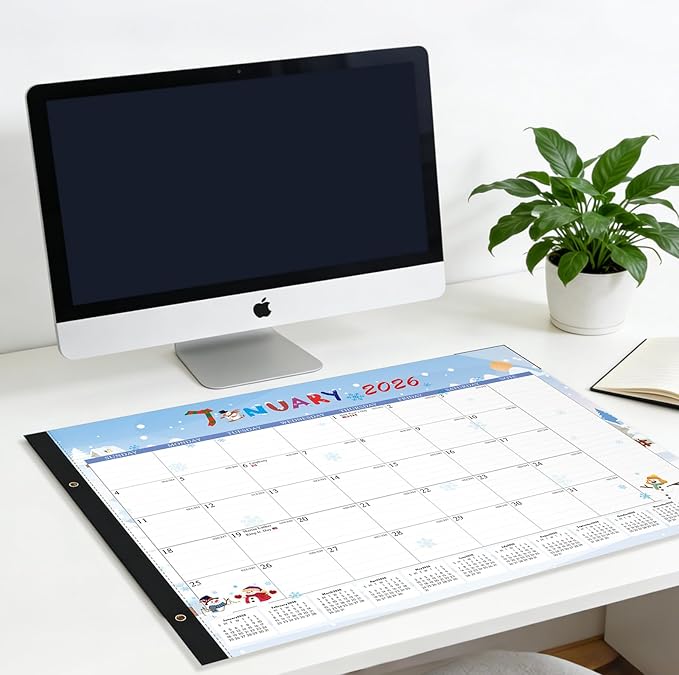 2026 Desk Calendar Large 22x17 – 01/2026-07/2027 Desk Top Calendar 2026 with plastic cover