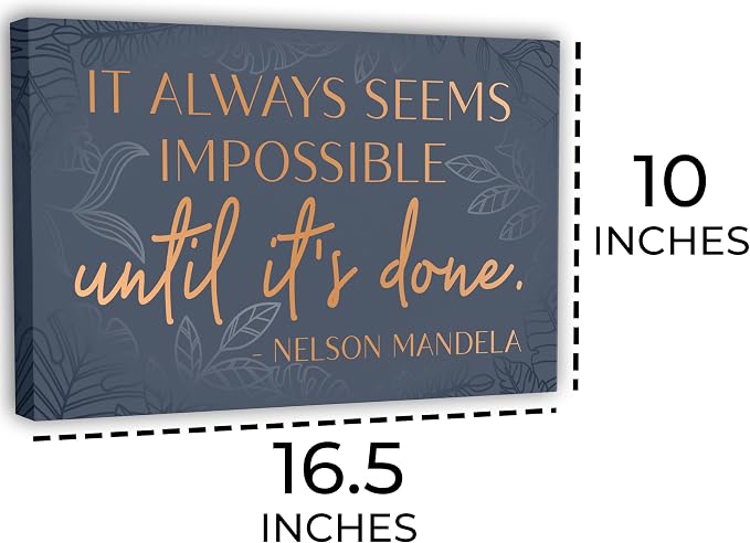 HoneyKICK Nelson Mandela Inspirational Quote Canvas Wall Art - Motivational Wall Decor for Office, Bedroom, Living Room - Abstract Wall Art for Women Office Decor Framed Canvas