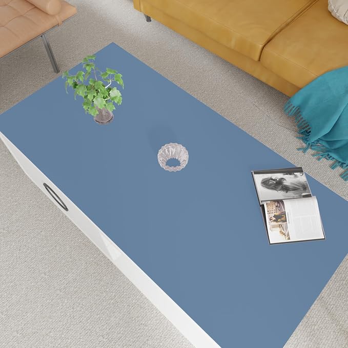 Faux Leather Table Cover,1.8mm Thick,24x48 Inch Desk Cover,Large Desk Mat,Table Protector,Table Cover Protector,Coffee Table Protector,Table Protector Mat(Grayish Blue+Dark Green,24x48)