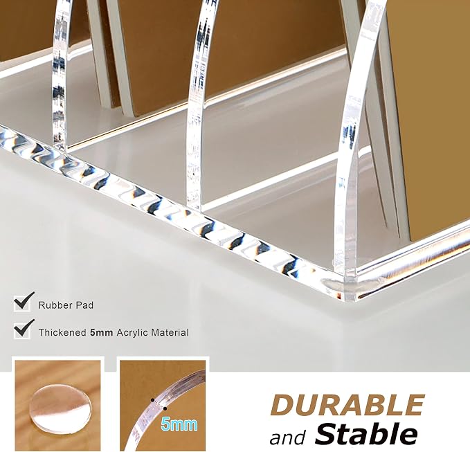 SANRUI Acrylic Desk File Organizer, Clear Magazine File Holder 6 Slot | Vertical Workspace Sorters, Folder Rack for Office Accessories Organization Storage