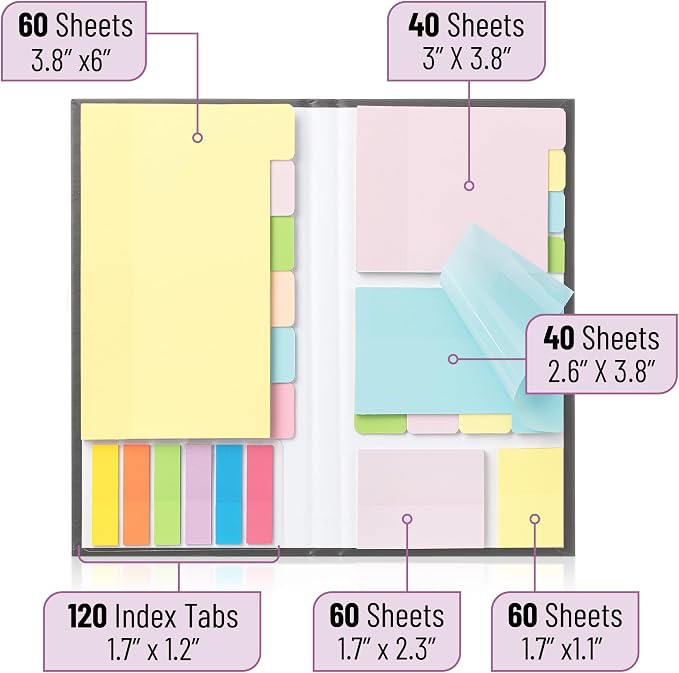 Mr. Pen- Transparent Sticky Notes Set, 380 Pack | Transparent Sticky Notes Tabs with Black Fineliner Pen for Bible Study, Office, School, Planning, Journaling & Organization