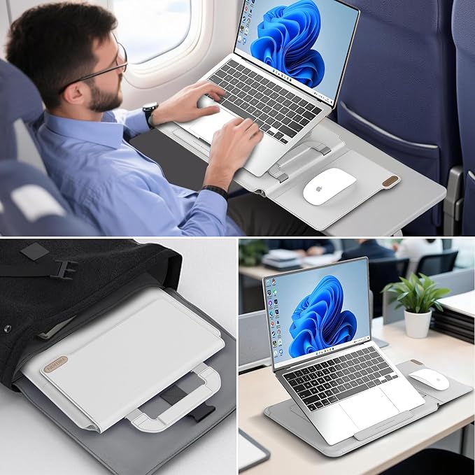 Nillkin Upgraded 13-16 Inch Laptop Sleeve Case for MacBook/Dell/HP/Lenovo/Asus, Unique Slim Travel Computer Bag with Adjustable Stand & Mouse Pad, Magnetic Handle, PU Leather, Gray