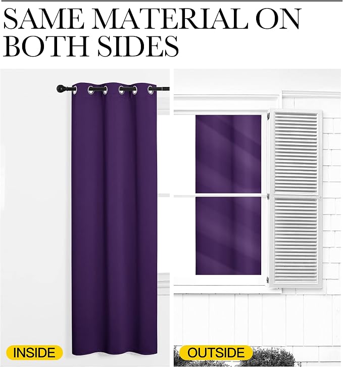 NICETOWN Royal Purple Blackout Curtain 118 inch Long, W55 x L118, 1 Panel, Thermal Insulated Window Treatment with Grommet Room Darkening Thermal Insulated Panel for Bedroom/Living Room