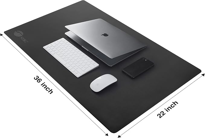 SIIG Extra-Large Vegan Leather Desk Mat, 36 x 22, CE-PD0412-S1 | Protect a 36 x 22" desktop with a smooth vegan-leather surface for a laptop, keyboard and mouse.