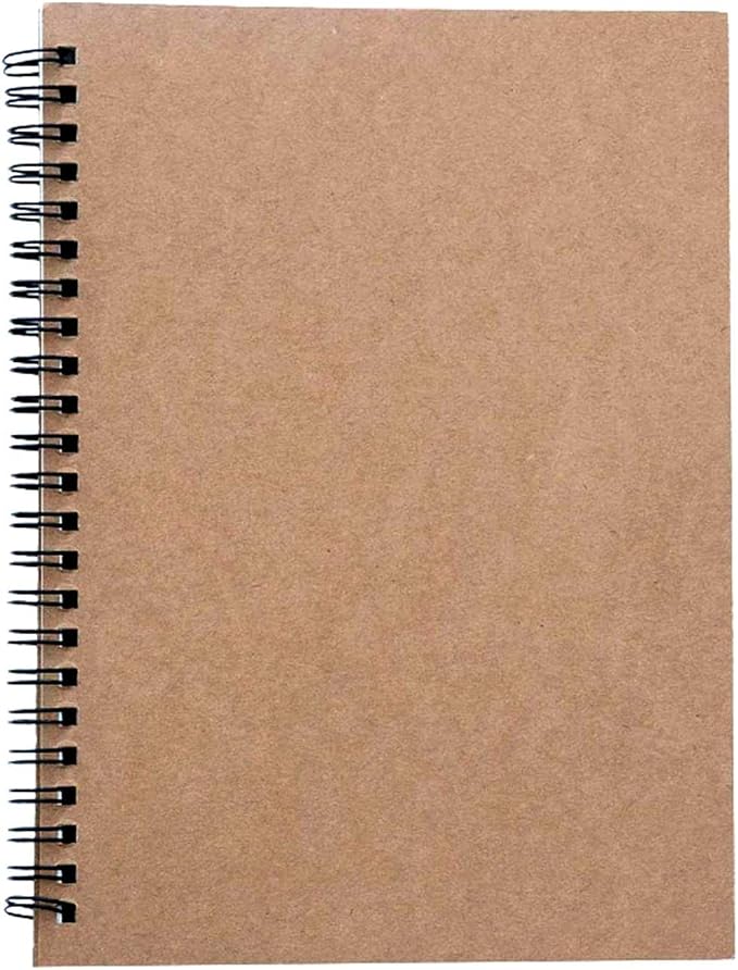 Yansanido Spiral Notebook, 4 Pcs A5 Brown Craft Softcover 8mm Ruled 60 Sheets -120 Pages Journals for Study and Notes (4PCS Brown Lined)