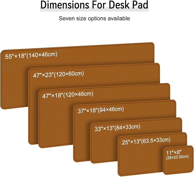 Dual Sided Leather Desk Mat - Waterproof Desk Pad - Ideal for Large Mouse Pad and Desk Mats on Top of Desks (Brown, 33"*13")
