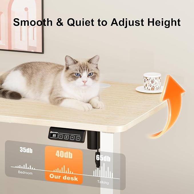 ERGOMAKER 67"x24" Standing Desk, Height Adjustable Sit-Stand Office, Oak | Electric Adjustable Standing Desk, Sit to Stand Computer Office Desk with Splice Board, Memory Preset, Lifts 28.7''-46.5"