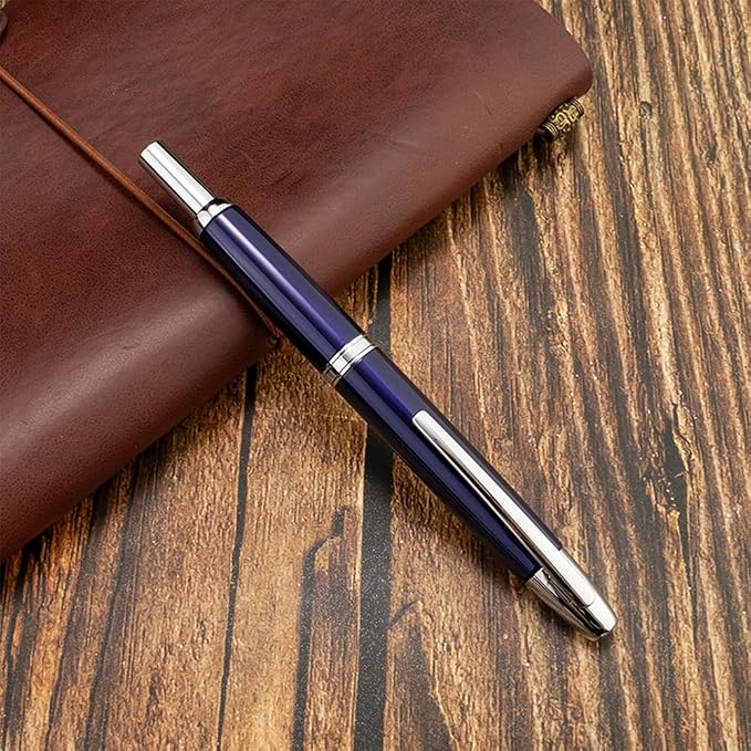 Jinhao 10 Retractable Fountain Pen, Deep Blue F Writing Pen with Converter and Pen Box
