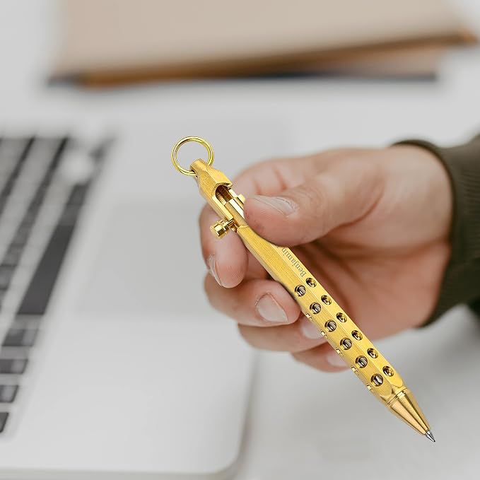 Personalized Bolt Action Pen Gift Set,Free Engraved Metal Ballpoint Pen with 2 Refills,Office Decor Pen,Custom Gifts for Men,Husband,Father,Boyfriend,Grandfather,Brothers. (Brass1)