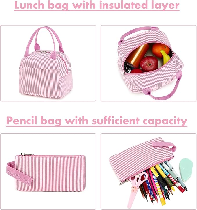 Bluboon Teen Girls School Backpack Kids Bookbag Set with Lunch Box Pencil Case Travel Laptop Backpack Casual Daypacks (Beige bow tie)