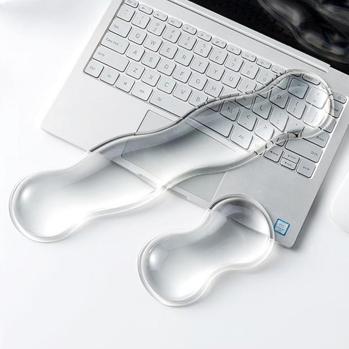 Mouse Pad with Wrist Rest, Soft Cloud Gel Keyboard Mouse Pad Set with Hand Wrist Support, Cute Non Slip Office Desk Accessories for Comfort/Pain Relief/PC Gaming/Computer/Laptop, (Clear Wave)
