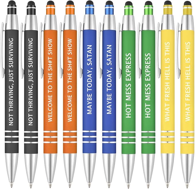 Funny Ballpoint Pens - Vibrant Color with Fun Novelty Pens for Adults Coworkers, Black Ink (Welcome to the Sh#t Show Pens)
