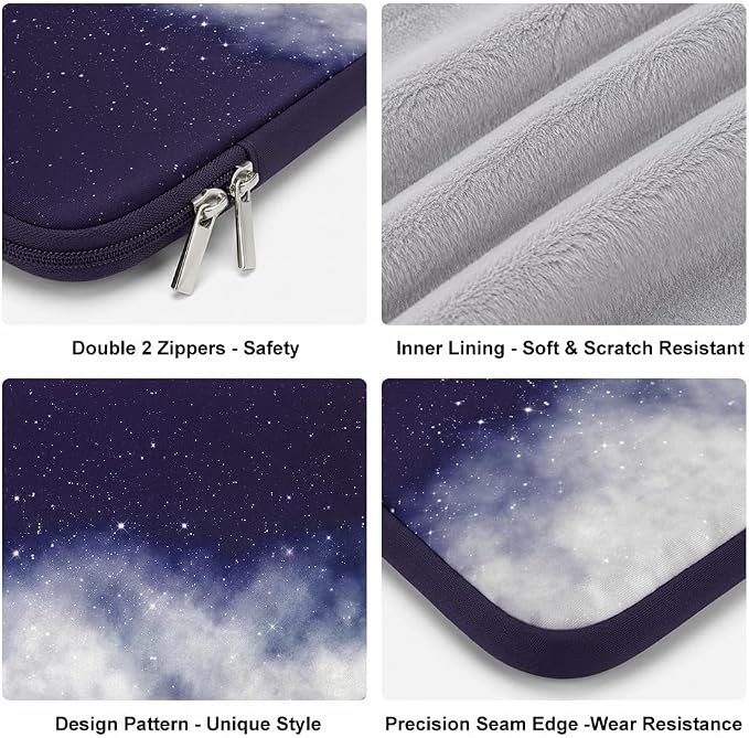 Laptop Sleeve Case for MacBook Neo/Air/Pro 13 inches A18/M5/M4/M3/M2/M1 Chip 2026-2020 A3404 A3449 A3240 A3113 A2681 with 2 Pockets Tablet Bag Accessories (Set - Night Star)