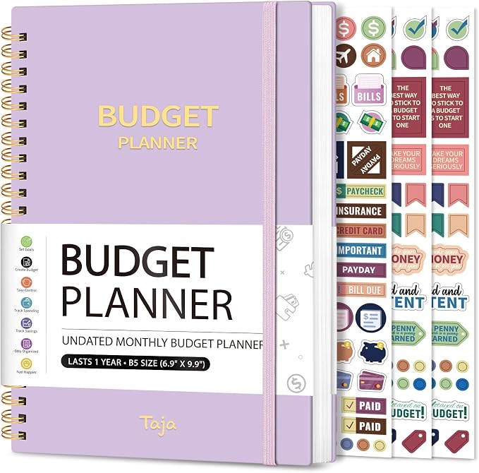 Budget Planner - Monthly Budget Book with Expense Tracker Notebook, Undated Bill Organizer & Finance Planner to Take Control of Your Money, Account Book to Manage Your Finances-Lavender