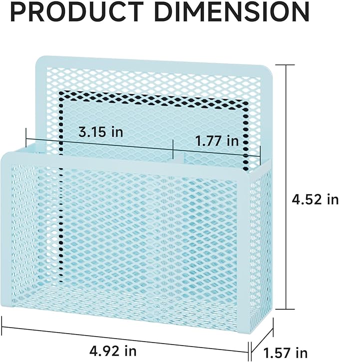 Marbrasse Magnetic Dry Erase Marker Holder, Mesh Pen Holder for Whiteboard，Magnet Pencil Organizer Storage for Refrigerator Locker Accessories Organizer for Home, School and Office (Blue 4p)