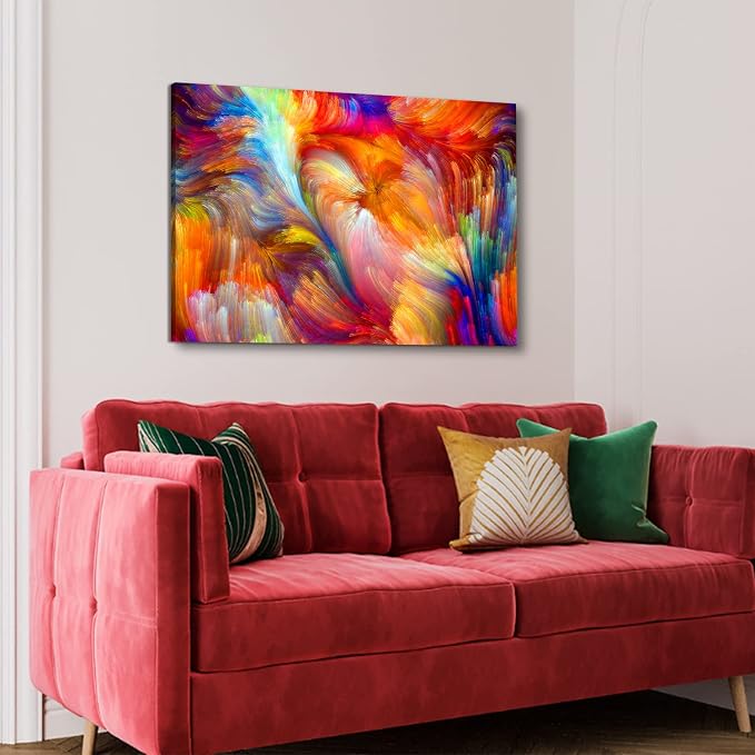 Large Colorful Abstract Wall Art Rainbow Wall Decor Modern Farmhouse Kitchen Decor Aesthetic Poster Watercolor Fluid Canvas Prints Painting Contemporary Artwork Bedroom Hallway Home Decorations 24x36”