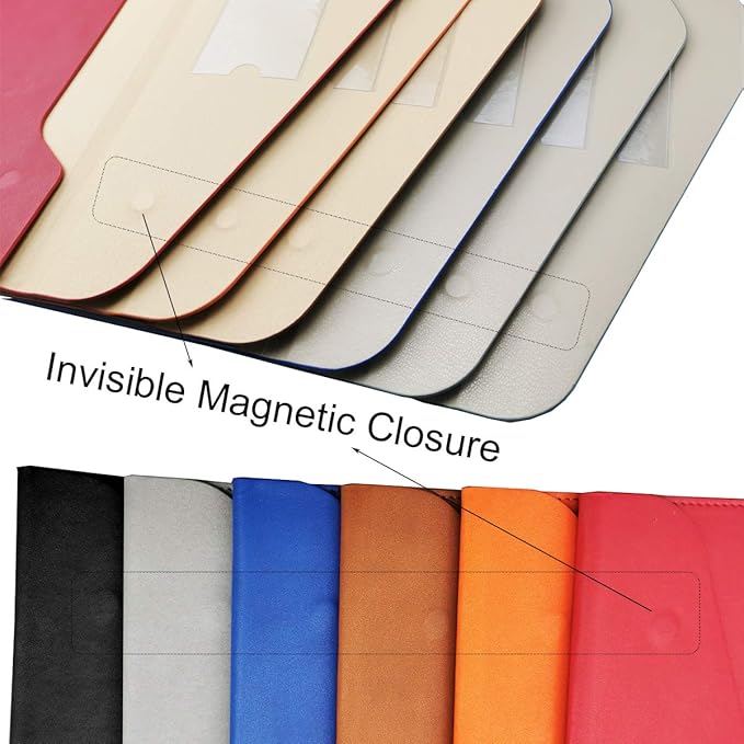 Enyuwlcm PU Leather A4 File Folder Document Holder Waterproof Portfolio Envelope Folder Case with Invisible Magnetic Closure Black