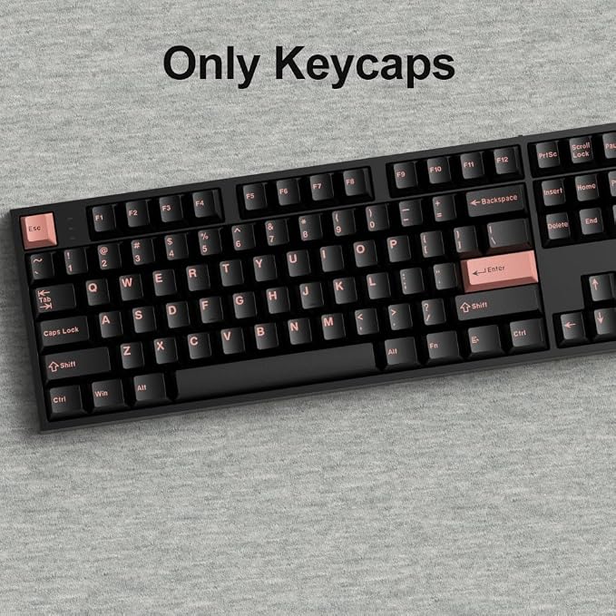 Fogruaden PBT Keycaps Set, Cherry Profile Custom Keycap for Mechanical Keyboard Dark Pink Keycaps