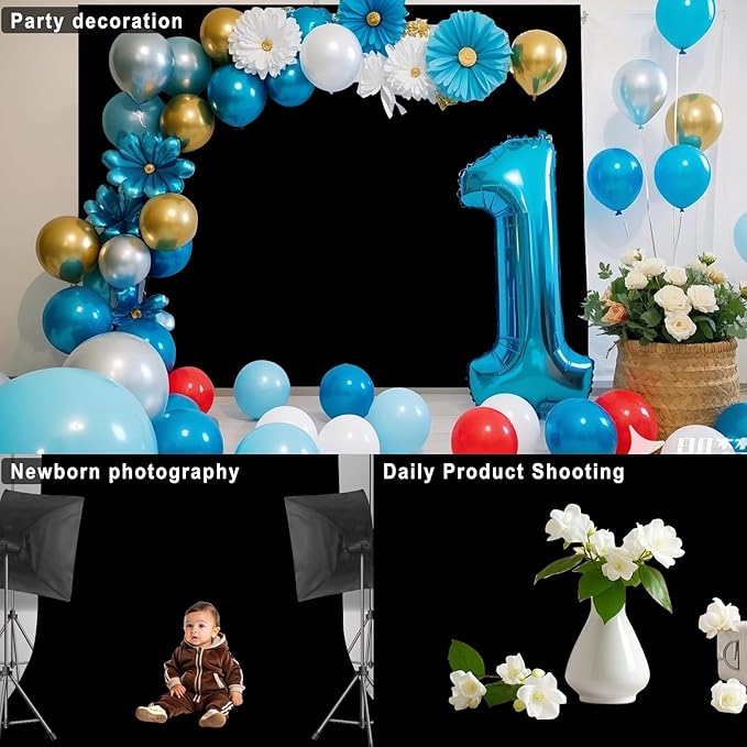 Black Backdrop for Photoshoot, Professional Photo Backdrop Background Curtain for Product Photography, Portraits, Wedding, Party, Live Streaming Video Recording 10X20 FT