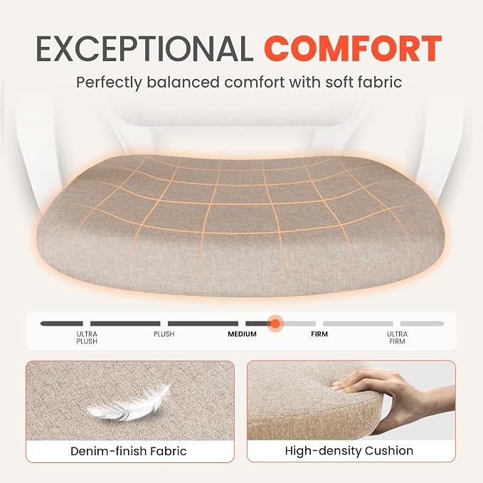 NEO CHAIR Office Desk Ergonomic Computer Mesh Chair with Lumbar Mid Back Support Adjustable Height Swivel Rolling Wheels Comfy Task Vanity Chair for Home Bedroom Study (Beige)