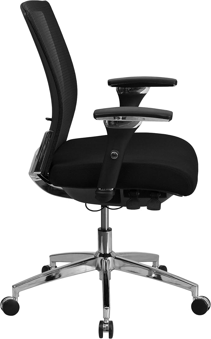 Flash Furniture HERCULES Series 24/7 Intensive Use 300 lb. Rated Black Mesh Multifunction Ergonomic Office Chair with Seat Slider
