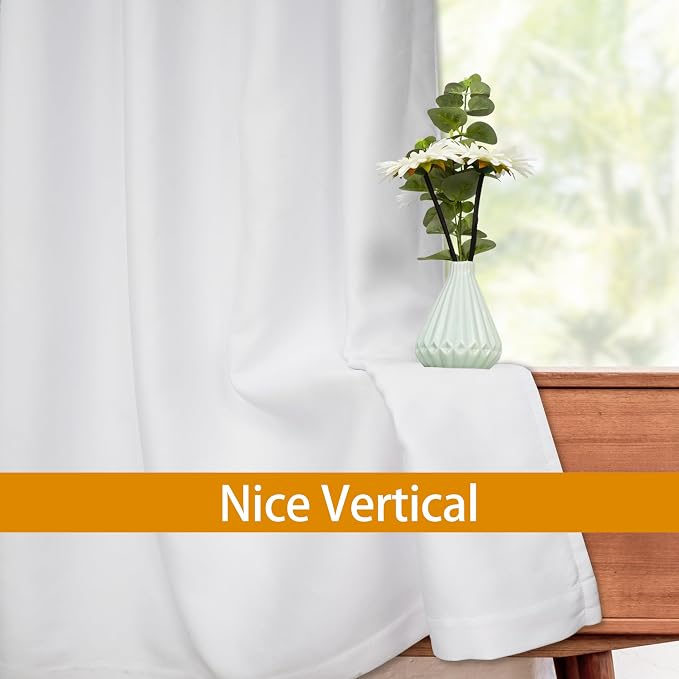 DriftAway Blackout Soundproof Thermal Insulated Linen Textured Curtains with Quilted Thermal Lining for Cold and Heat Blocking Noise Reducing Daytime Sleep 1 PC 52 Inches by 84 Inches White