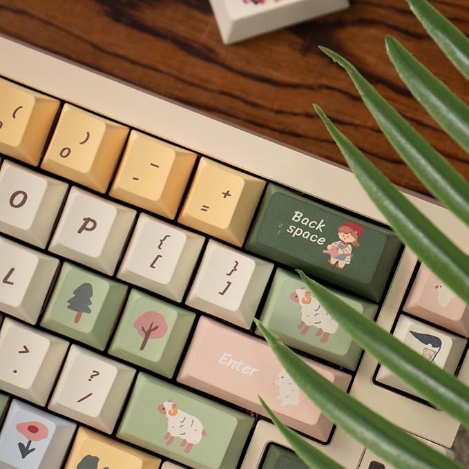 Sumgsn 152 Keys PBT Custom Keycaps Dye Sub Cherry Profile Spring Ranch Keycap Set Fit for 61/64/87/104/108 Cherry Mx Switches ISO ANSI Alice Keyboard Mechanical Keyboards