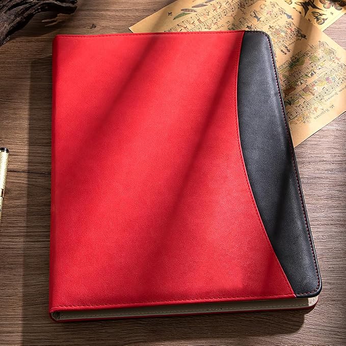 PU Leather A4 Clipboard Portfolio, Resume Padfolio Business Case | Features 25 memo sheets & pen holder. Durable PU leather for job interviews, office meetings & travel. Professional & sleek.