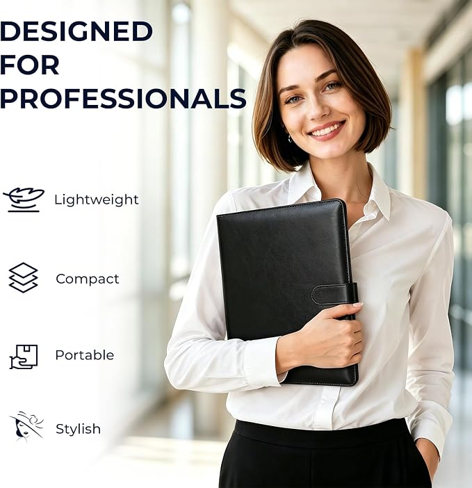 10 Pack Padfolio Portfolio Binder, Faux Leather Folder, Resume Interview Legal Document Organizer, Letter Sized Writing Pad w/Business Card Holder, A4 Professional Folio for Office Conference10