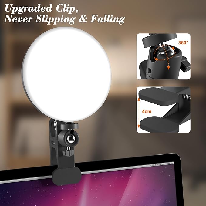 Light for Video Recording, 3 Color & 5 Brightness Video Light Clip on Desktop Monitor, Timer Setting with USB Plug Webcam Light for Meeting, Video Calls, Remote Working, Live Streaming - 6.3''