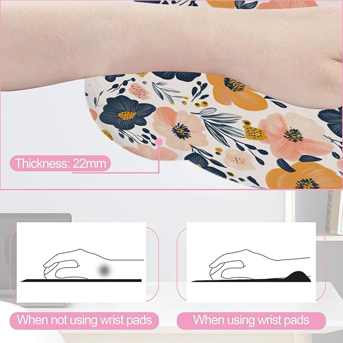 Abstract Groovy Flower Keyboard Wrist Rest Pad and Mouse Pad Wrist Support Set,3-in-1 Ergonomic Mouse Pad with Non-Slip Rubber Base for Home Office Game Computers Desk,