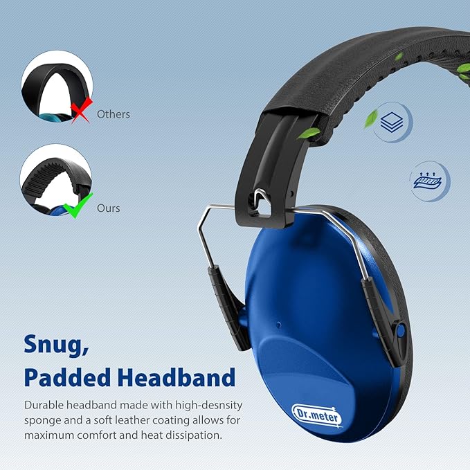 Ear Muffs for Noise Reduction: SNR27.4 Noise Cancelling Headphones for Kids with Adjustable Headband, Hearing Protection Earmuffs for Monster Truck, Fireworks and Kids Autism, Dark Blue