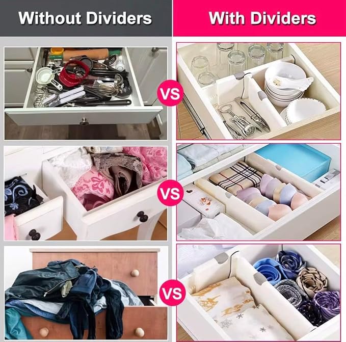 5-Pack Adjustable Drawer Dividers: The Ultimate Clutter-Free Solution