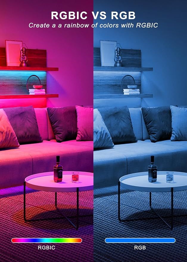 9.8FT Neon Rope Lights,Flexible RGB+IC LED Strip Lights,Remote Control,Multiple Modes,for Living Room,Bedroom,Holiday Decoration