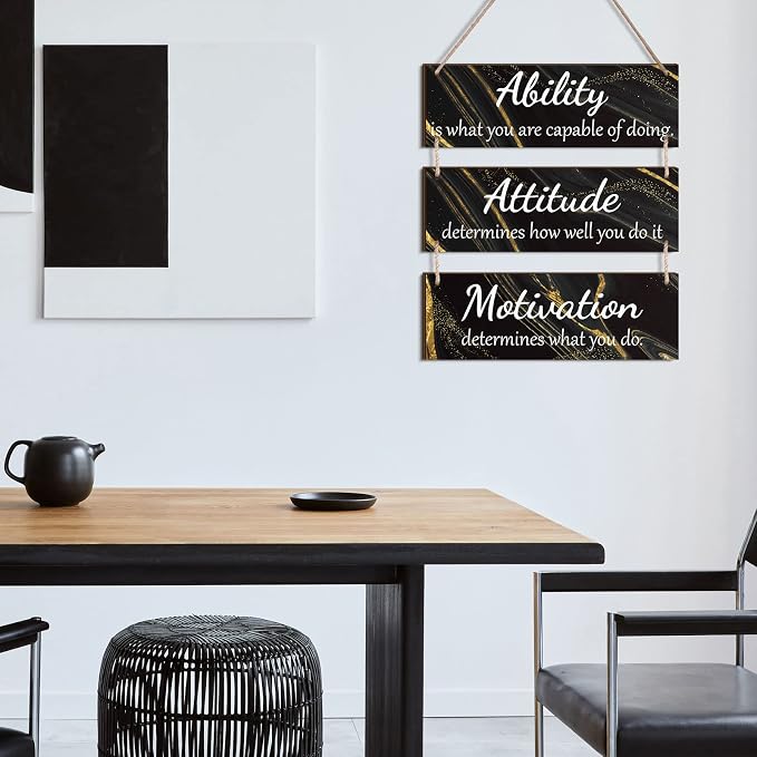Jetec Office Wall Decor Sign Inspirational Motivational Plaques with Sayings Rustic Wooden Hangings Ability Sign for Coworker Holiday Gift Office Home Artwork Decoration(Black)