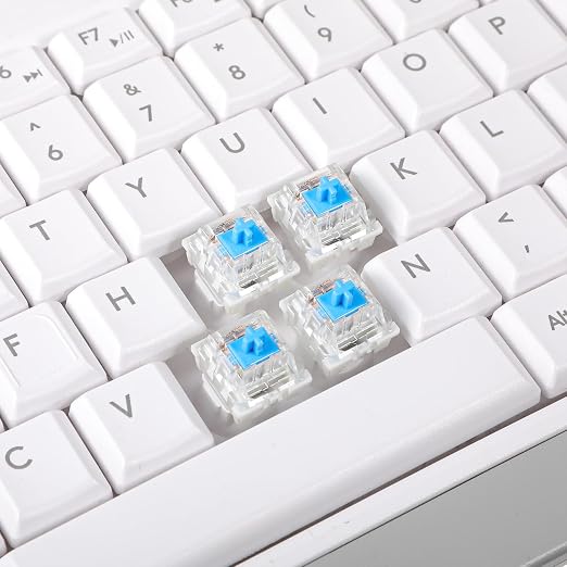 30Pcs Blue Switch Replacement, 3 PIN Mechanical Keyboard Switches, Clicky with Strong Tactile Feedback, Accurate Typing, Dustproof, Office and Gaming LED Keyboard Universal Replacement Parts
