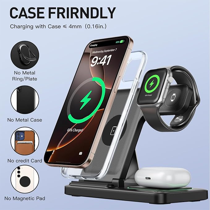 2026 Traveling Portable Wireless Fast Charger for Apple & Android Charging Station,3 in 1 Charging for iPhone 17 16 15 14 13 12 11,Apple Watch & Air pods 4 3 2 Pro,Samsung Galaxy-Gifts for Family