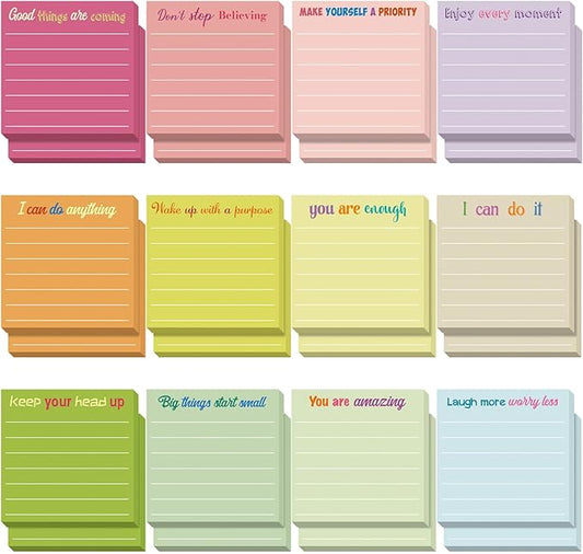 Yinder 24 Pcs Inspirational Sticky Notes Thank You Gift Motivational Sticky Note Pad Employee Appreciation Gift Bulk for Staff Coworker Teacher Nurse Office Groups 3 x 3'' (Inspire,Macaron)