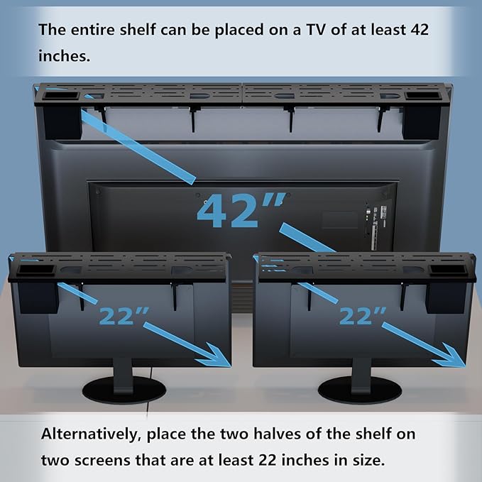 TV Top Shelf, 35.4" Metal Monitor Mount Floating Stand with Storage Boxes,Cable Box Above Screen for Apple TV,Sound Bar,Speaker,Router,Switch,Remote Control,DVD,Tv Accessories