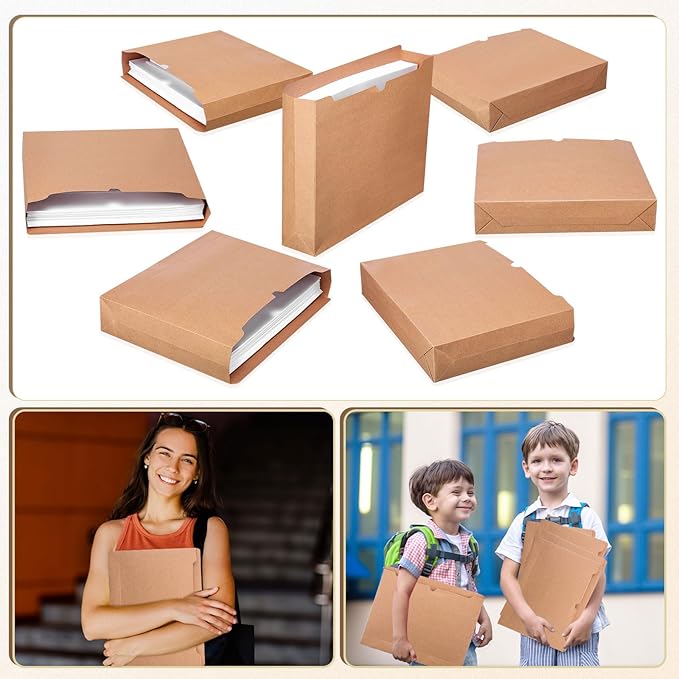 Zhehao 100 Pcs File Jackets Reinforced Straight Cut Tab Pocket Folders 2 Inch Expandable File Folder Expanding Paper Organizer with Tabs Expansion Pocket, Letter Size(Kraft Paper Color,Classic Style)